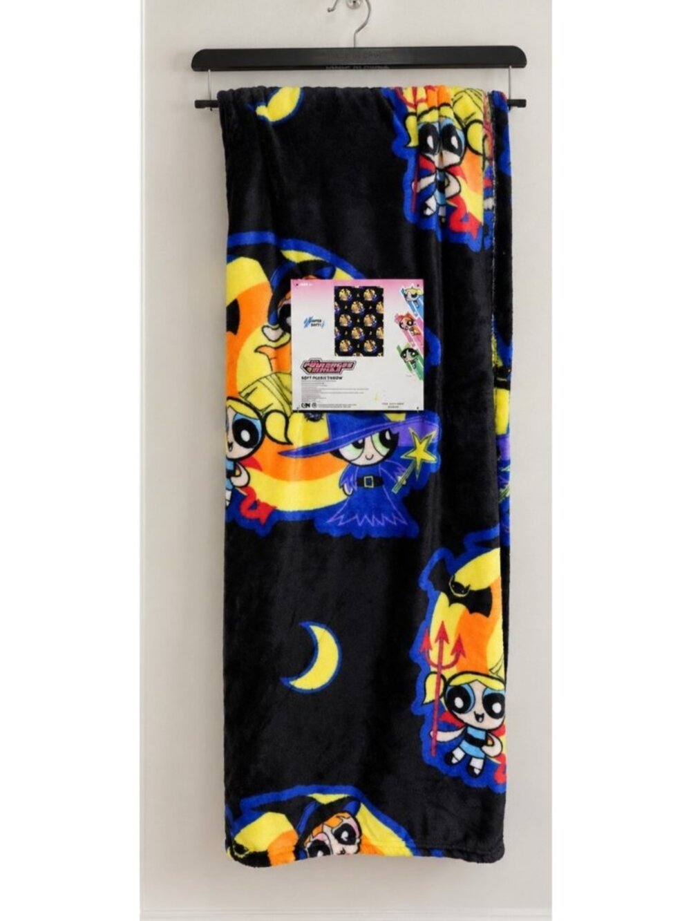 Powerpuff Girls Halloween Blanket Witch Devil Bats Moon Plush Throw 50x70 NWT
